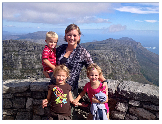 Emily Plank with her children in South Africa